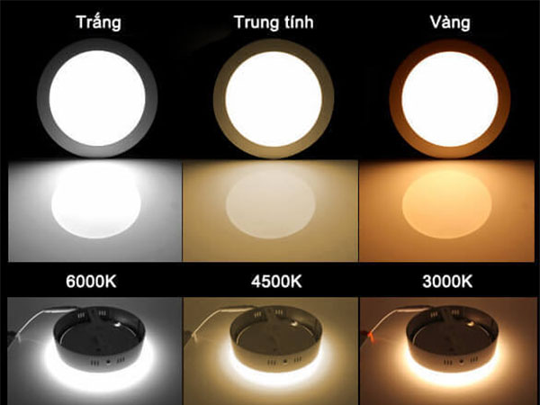 Đèn LED Âm Trần Là Gì? Cấu Tạo Và Ưu Nhược Điểm 4 anh den led am tran theo mau sac anh sang