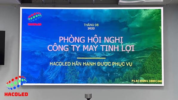 Lắp Đặt Màn Hình LED P1.8 (3520×1920) Trong Nhà Tại Phòng Hội Nghị Công Ty May Tinh Lợi – Hải Dương