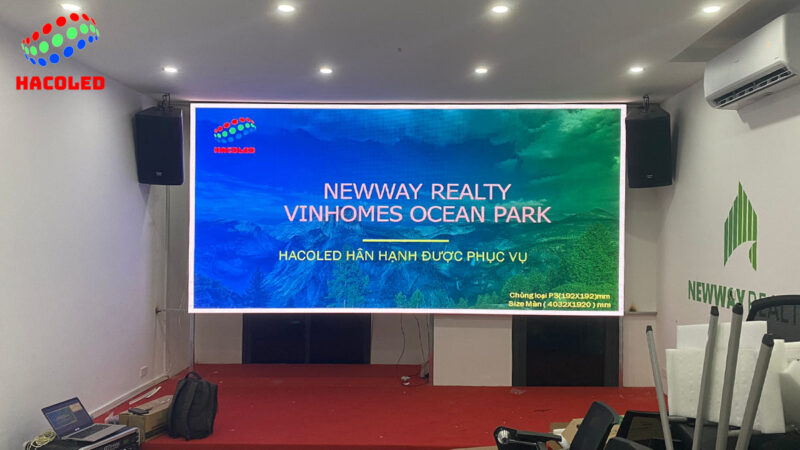 anh bia bai viet lap dat man hinh led p3 trong nha tai newway realty Vinhomes ocean park 2