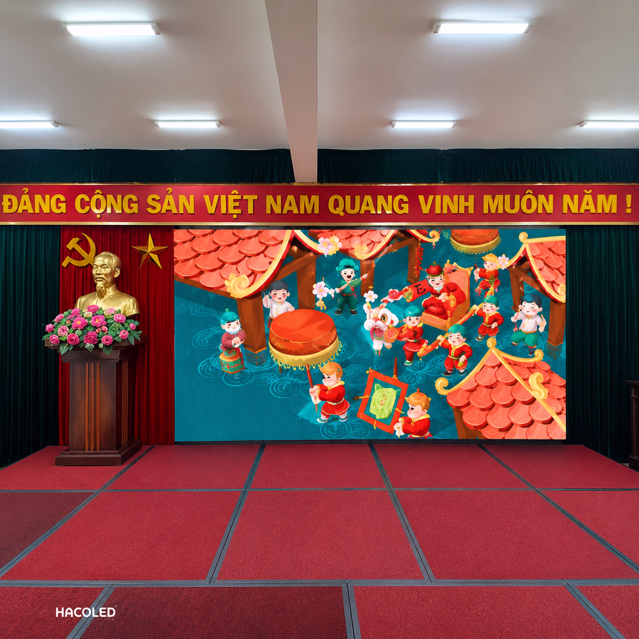 Lắp Đặt Màn Hình LED P2.5 Trong Nhà Tại Ngân Hàng Chính Sách Xã Hội