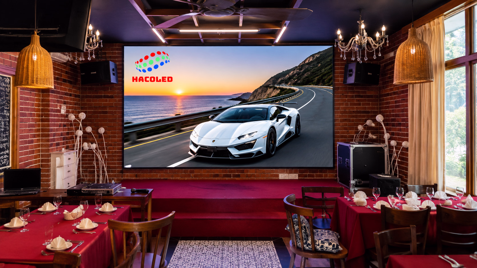 Lắp Đặt Màn Hình LED P4 Trong Nhà Tại Nhà Hàng Tây Bắc