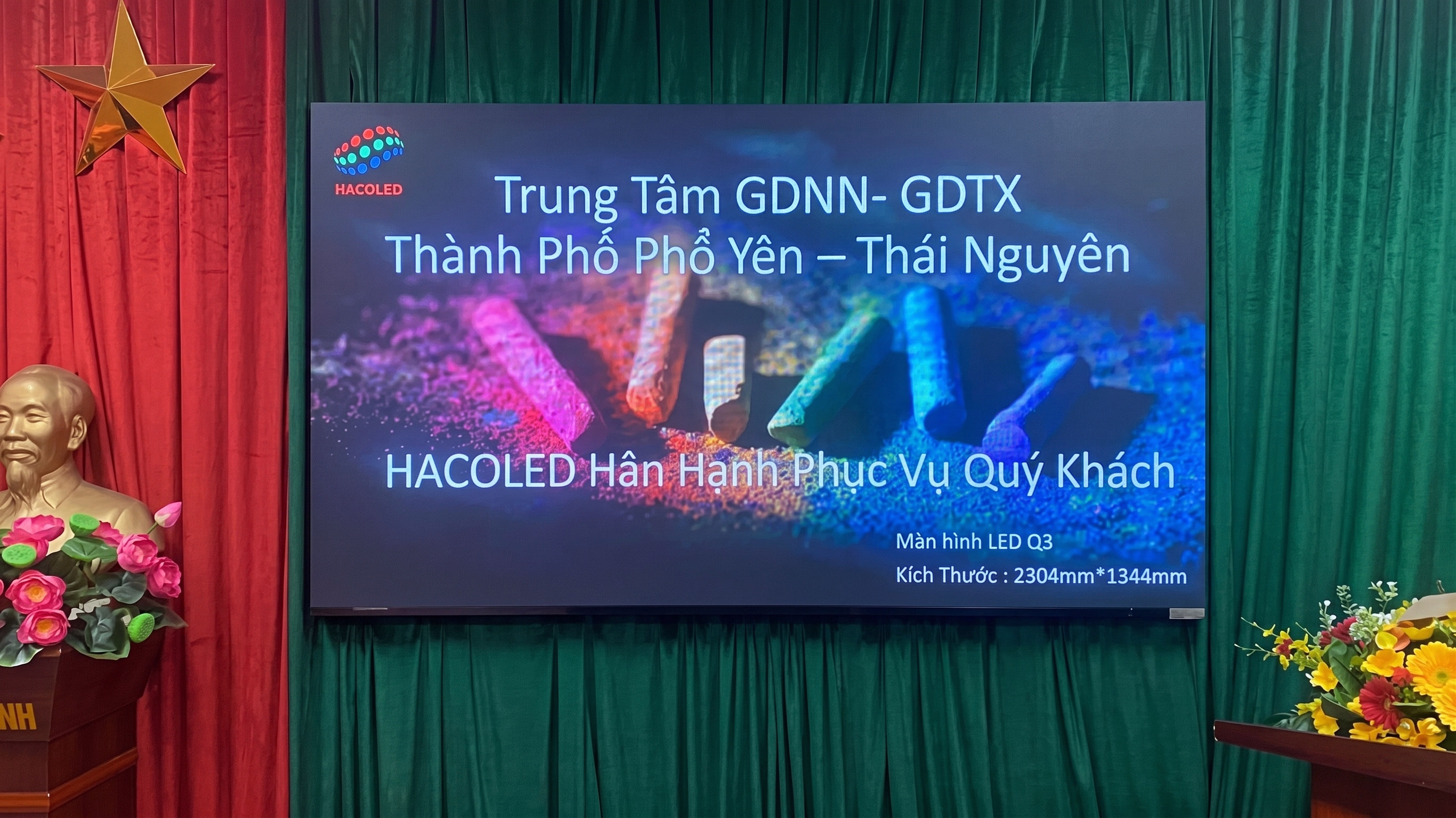 Lắp Đặt Màn Hình LED P3 Trong Nhà Tại Trung Tâm GDNN-GDTX Thành Phố Phổ Yên, Thái Nguyên