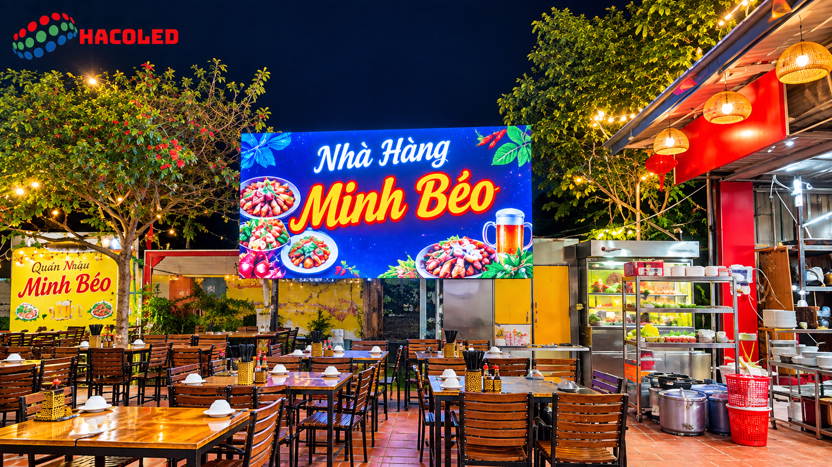 Lắp Đặt Màn Hình LED P4 Ngoài Trời Tại Nhà Hàng Minh Béo