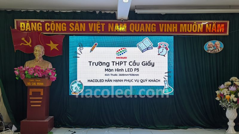 anh bia bai viet lap dat man hinh led p3 trong nha tai truong thpt cau giay