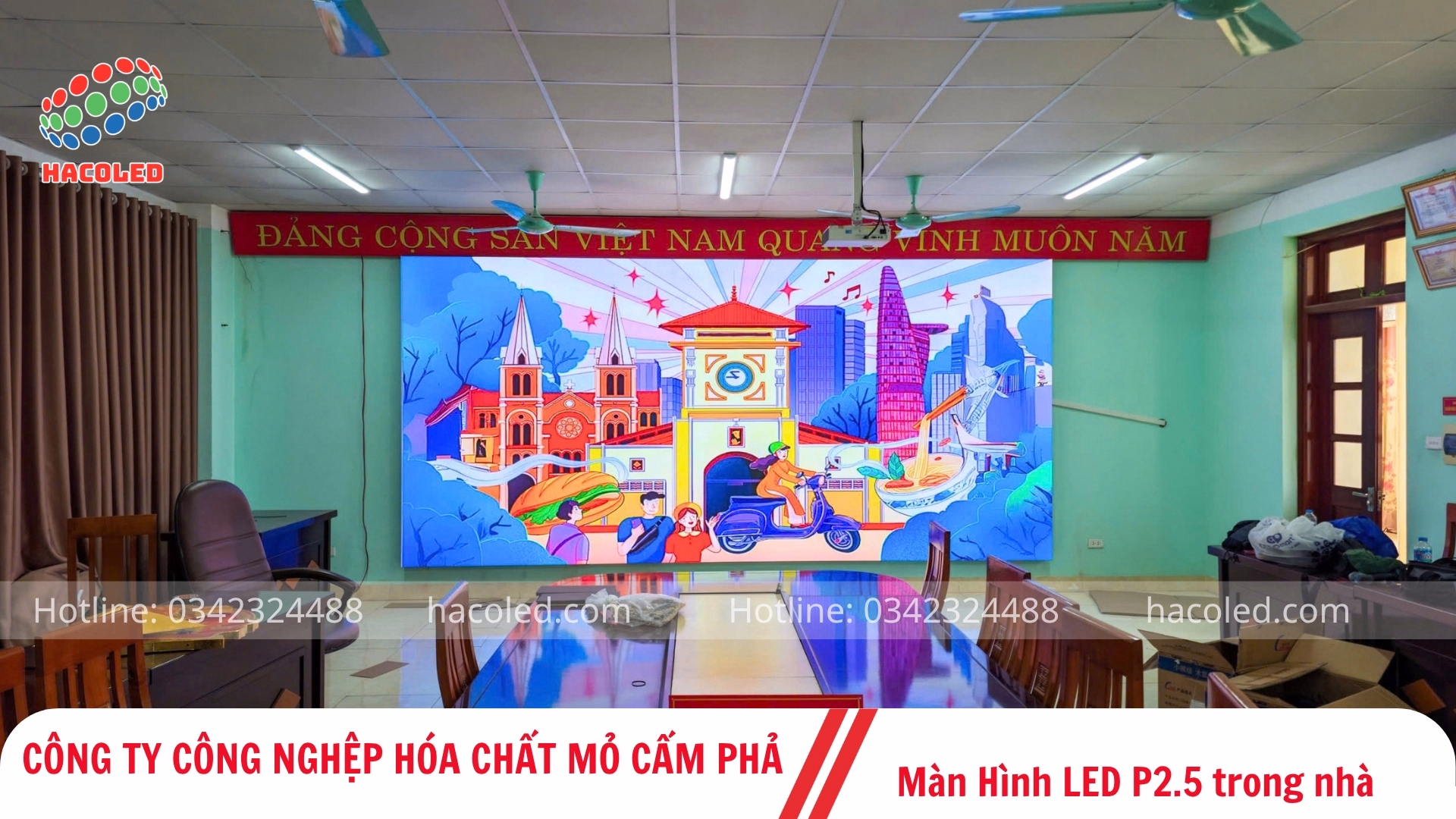 Lắp Đặt Màn Hình LED P2.5 Trong Nhà Tại Công Ty Công Nghiệp Hóa Chất Mỏ Cẩm Phả