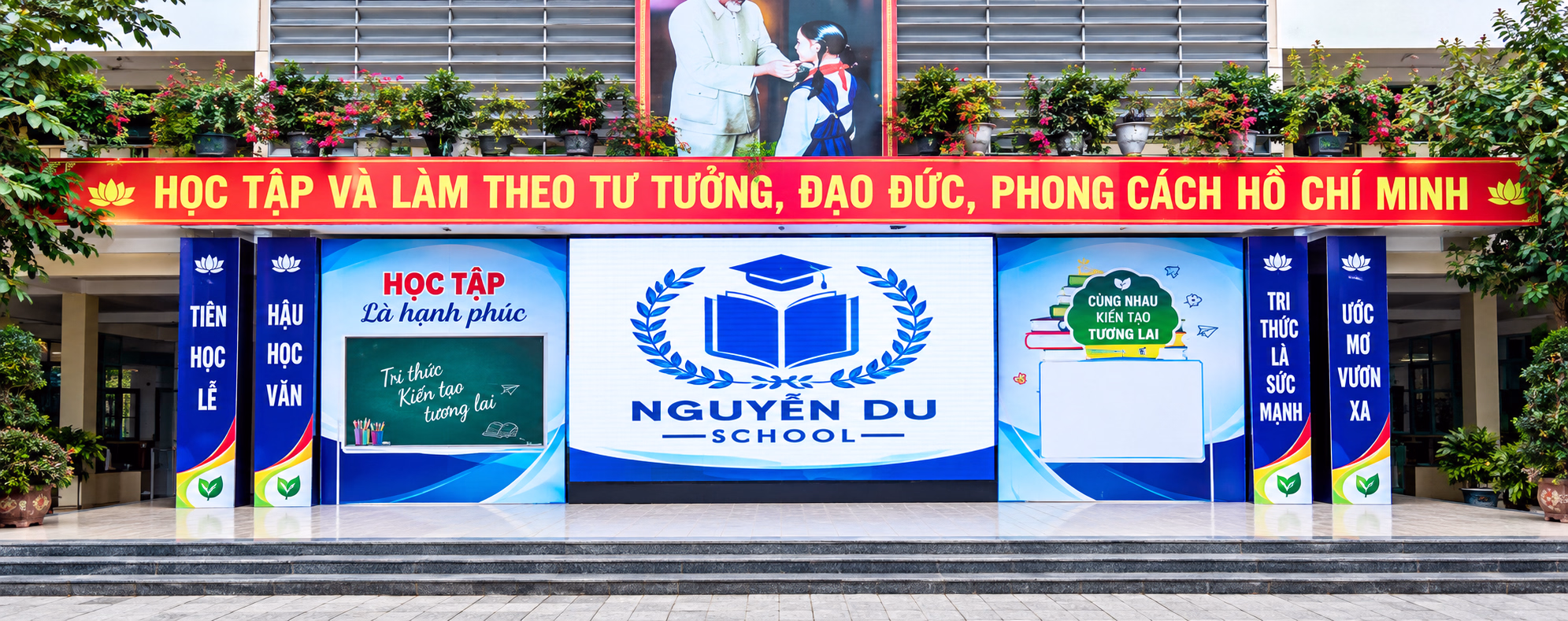 Lắp Đặt Màn Hình LED P5 Ngoài Trời Tại Trường THCS Nguyễn Du