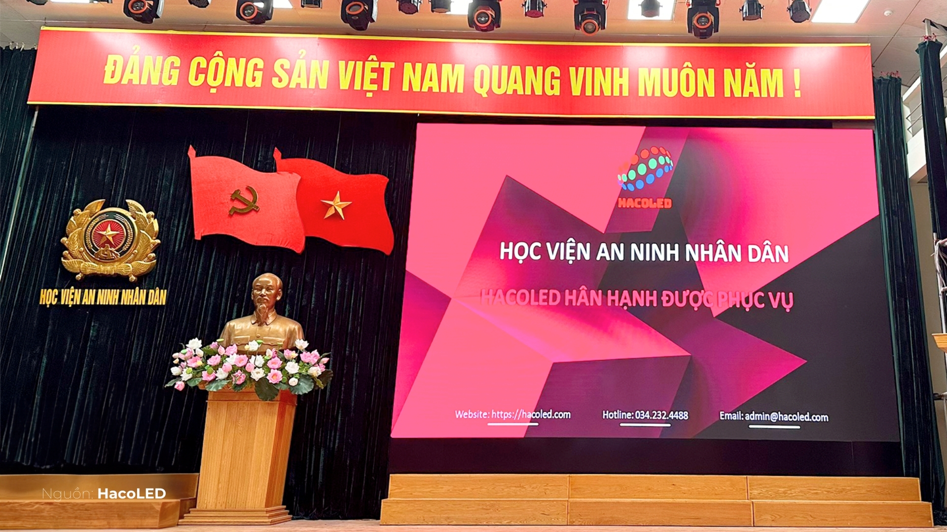 Màn hình LED P2.5 trong nhà lắp đặt tại Học viện An Ninh Nhân Dân