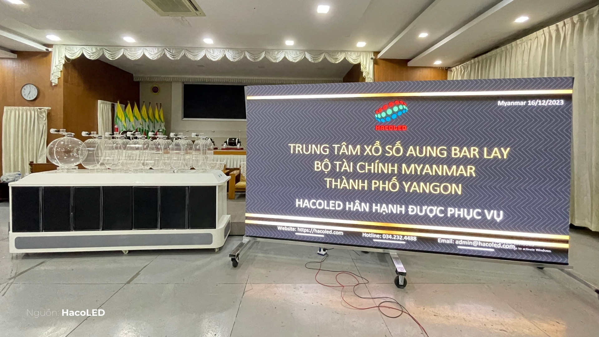 Màn hình LED P2.5 trong nhà lắp đặt tại Trung tâm xổ số Aung Bar Lay, thành phố Yangon, Myanmar