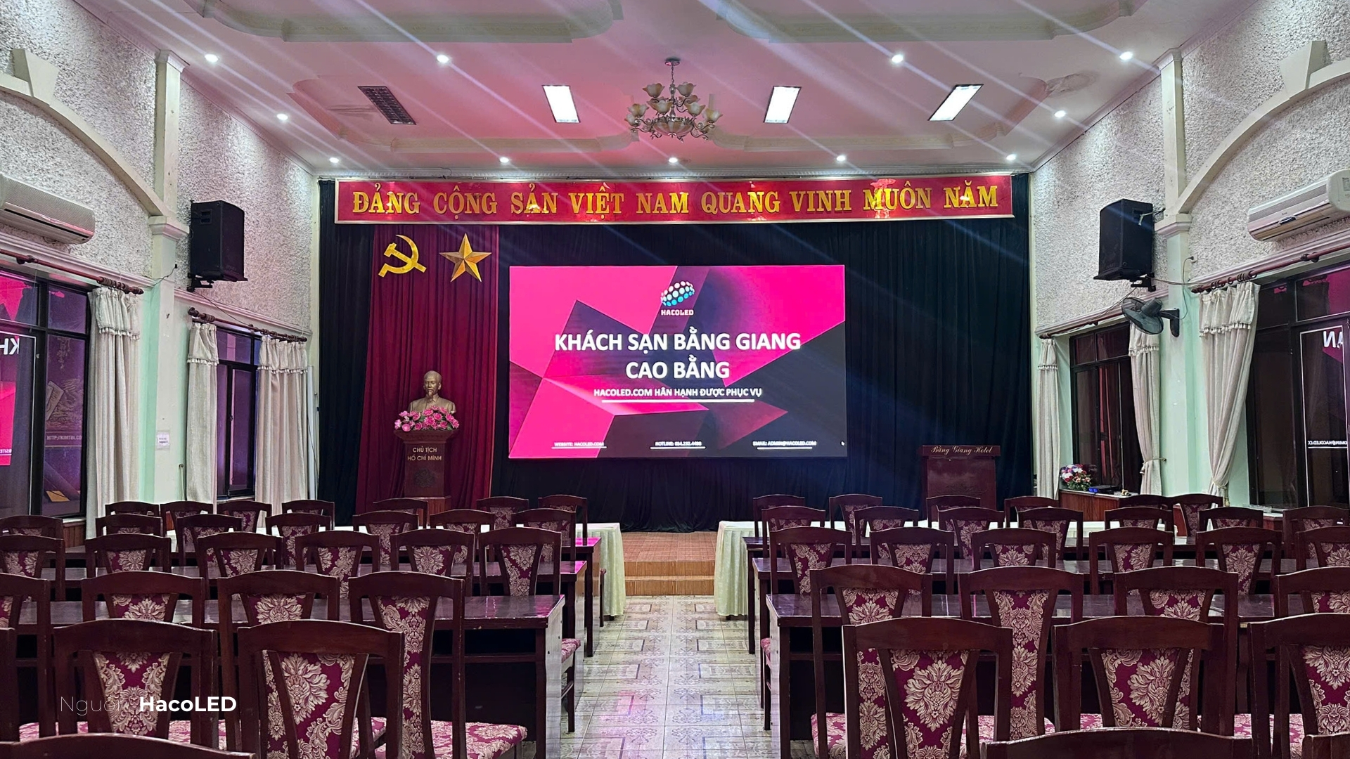 Màn hình LED P3 trong nhà lắp đặt tại Hội trường - Khách sạn Bằng Giang - Cao Bằng