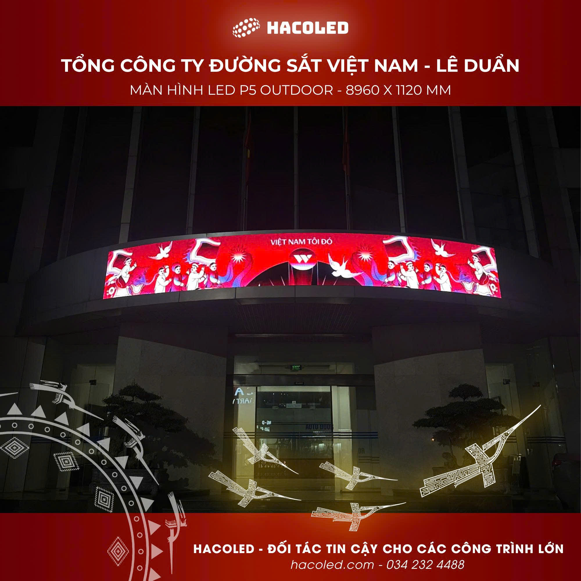 Lắp đặt màn hình LED P5 ngoài trời tại Tổng Công ty Đường sắt Việt Nam 1