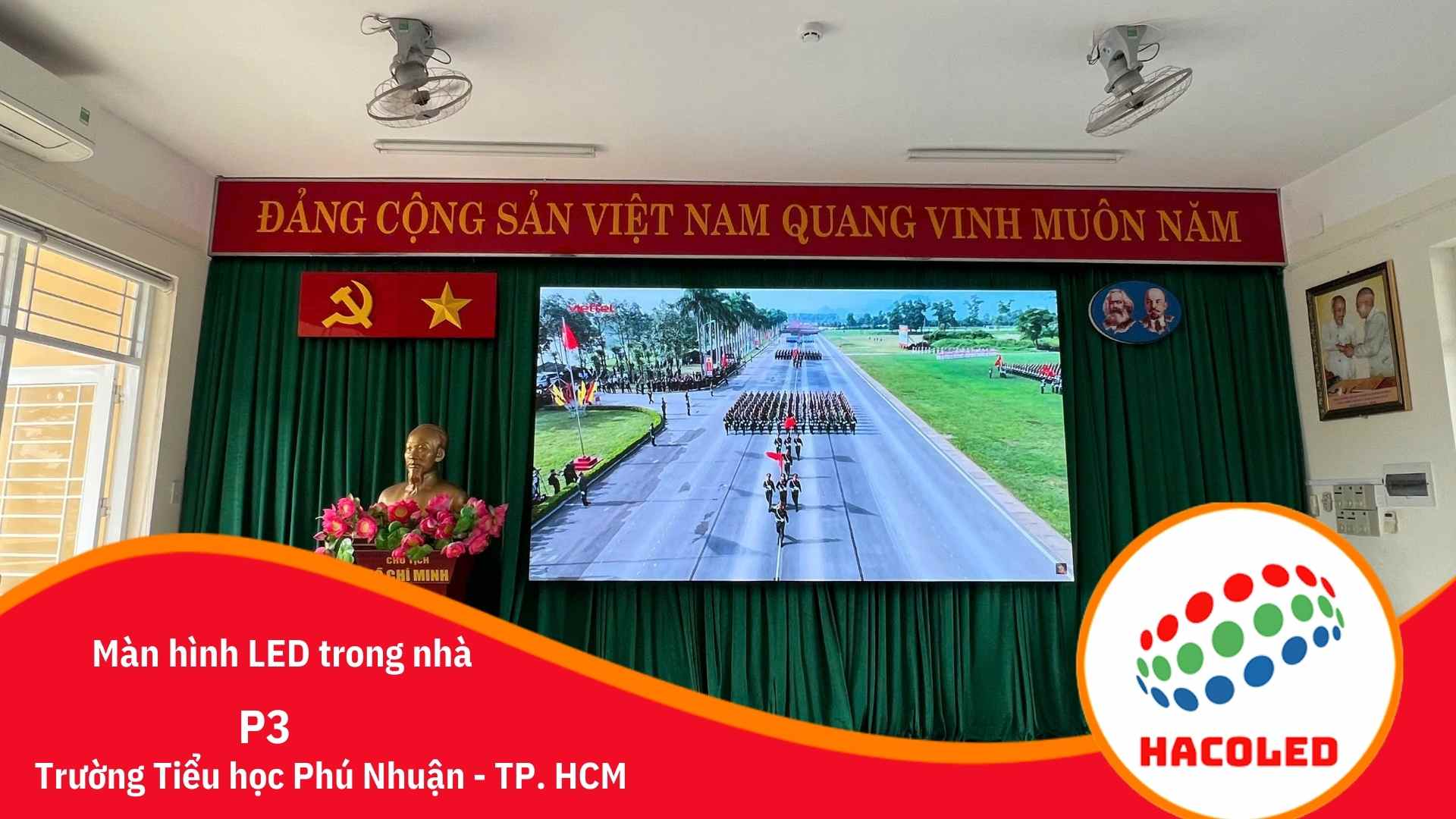 Lắp đặt màn hình LED P3 trong nhà tại trường Tiểu học Phú Nhuận-TP.HCM