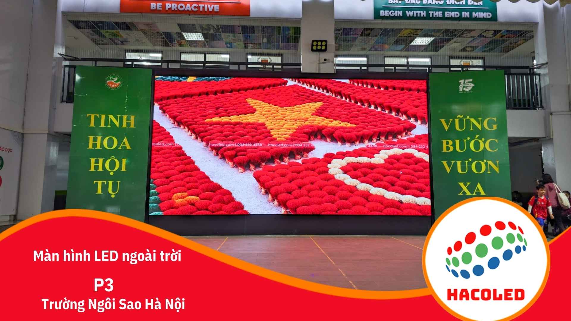 Lắp đặt màn hình LED P3 ngoài trời tại Trường Ngôi Sao Hà Nội