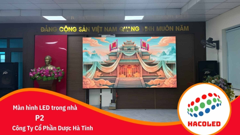 man hinh led p2 trong nha cong ty co phan duoc ha tinh