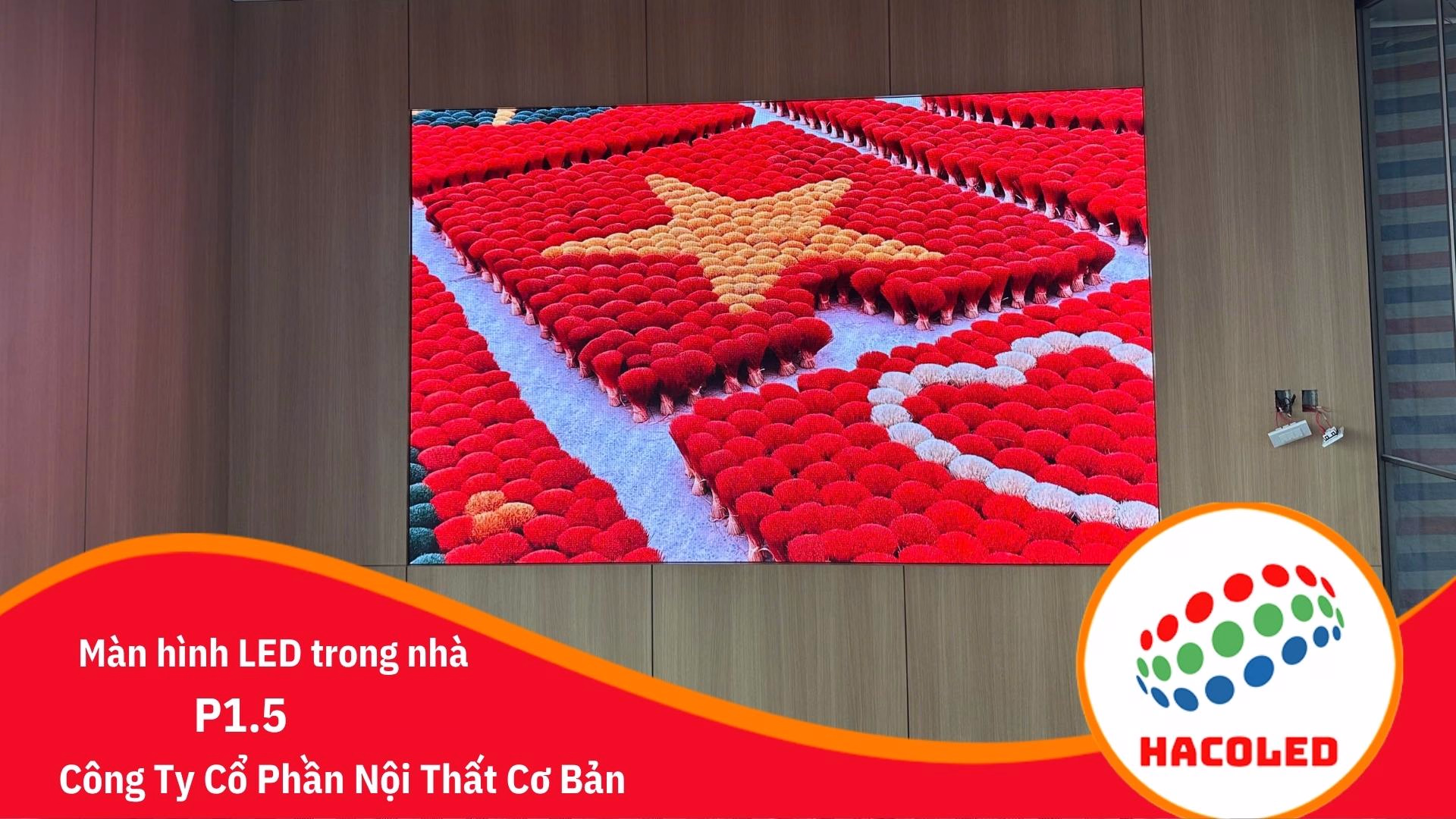 Lắp đặt màn hình LED P1.5 trong nhà tại Công ty Cổ phần Nội Thất Cơ Bản