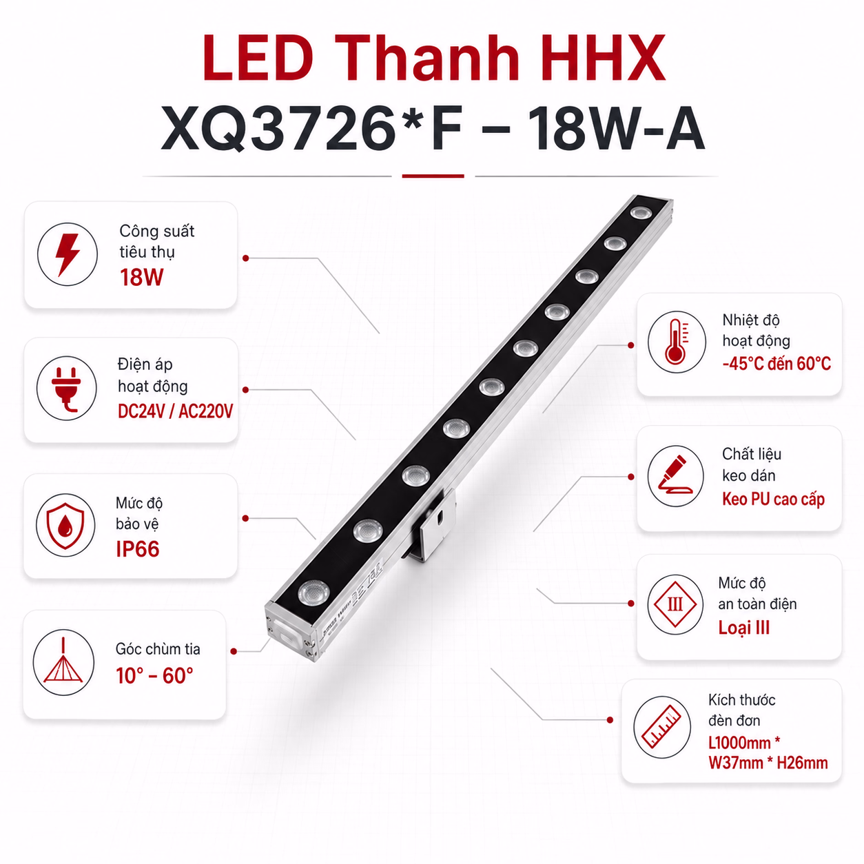 LED Thanh HHX – XQ3726*F – 18W-A - Ảnh 3