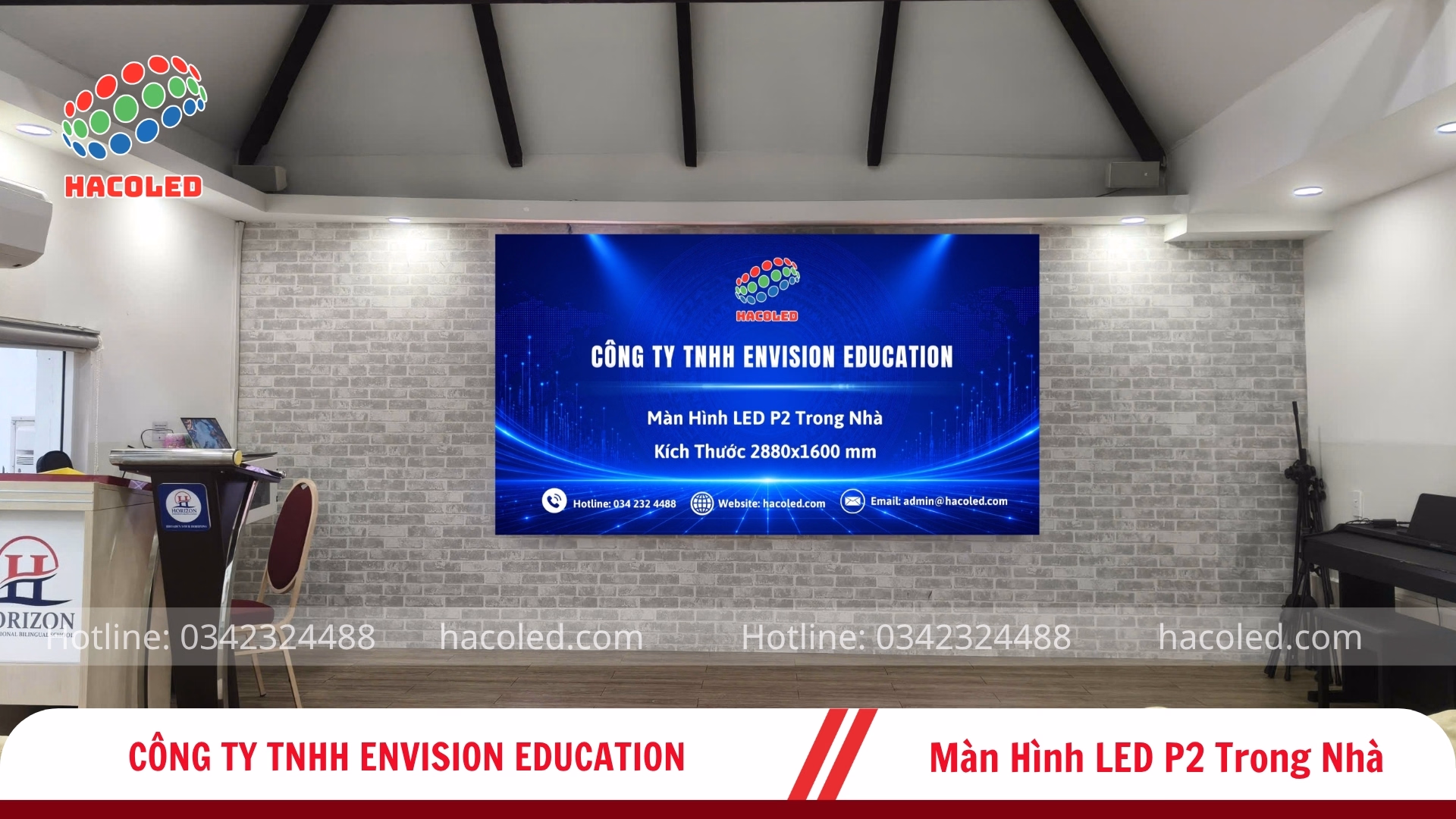 Lắp đặt màn hình LED P2 trong nhà tại Công TY TNHH  ENVISION EDUCATION