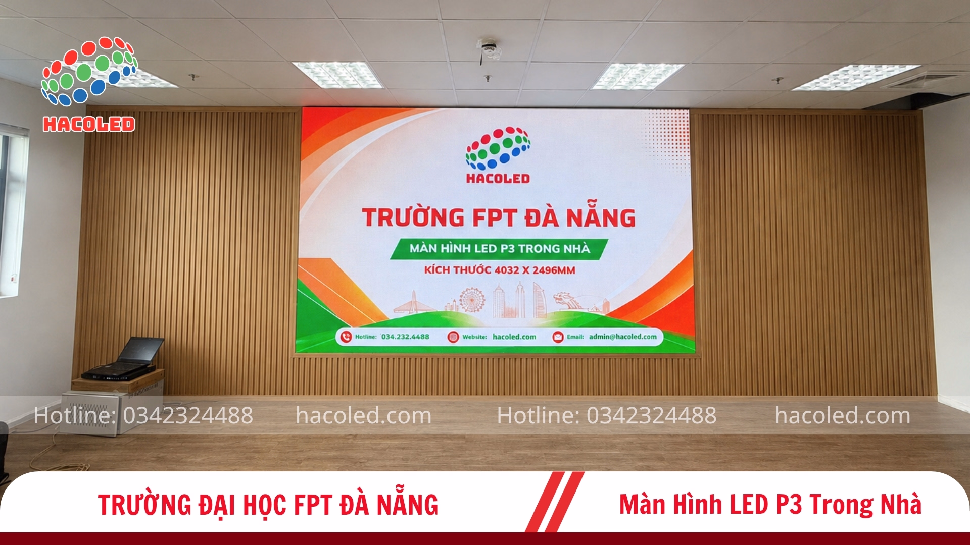 Lắp đặt 2 màn hình LED P3 trong nhà tại Trường FPT Đà Nẵng