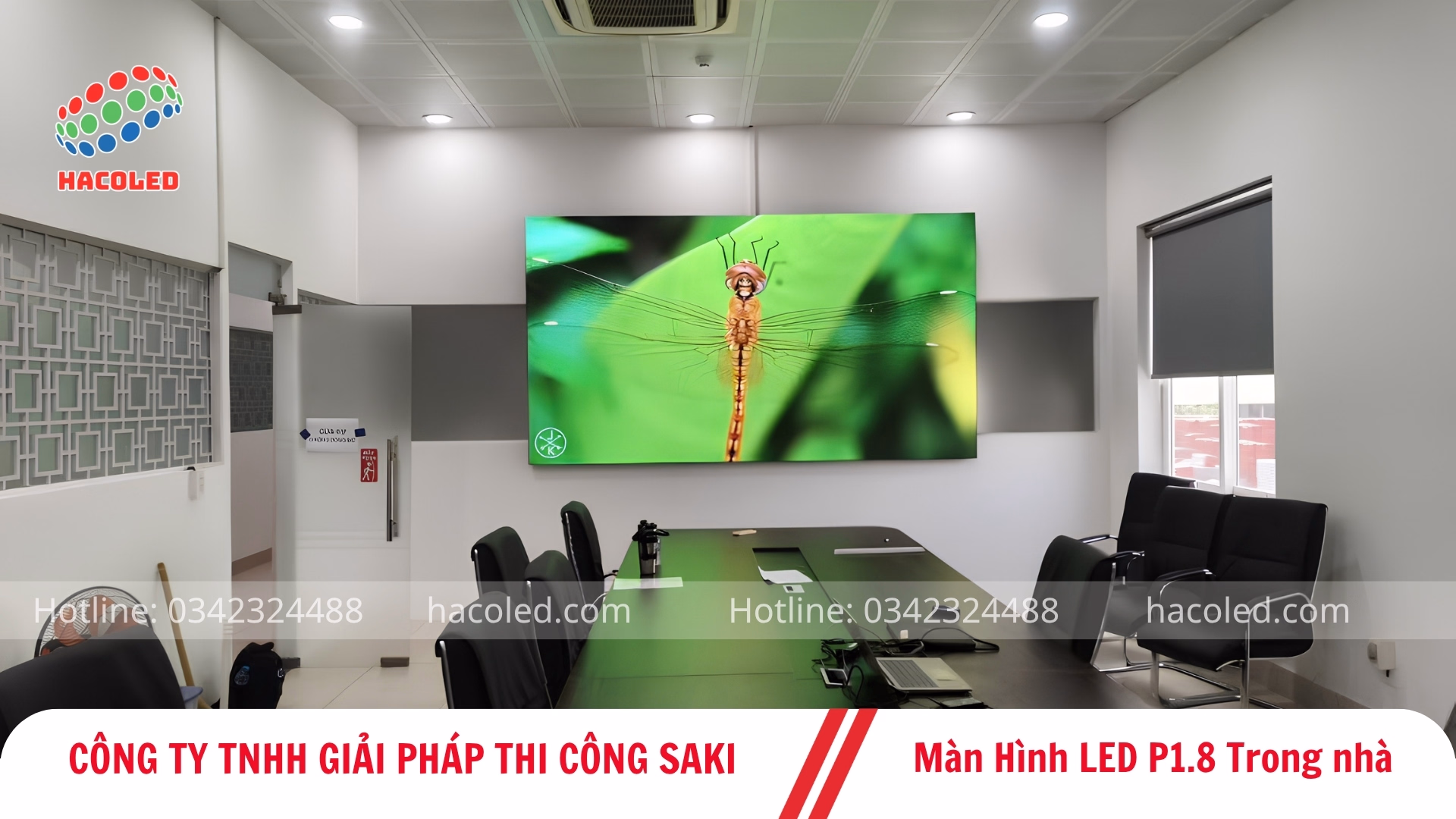 Lắp đặt 2 màn hình LED P1.8 trong nhà Công ty TNHH Giải pháp thi công Saki