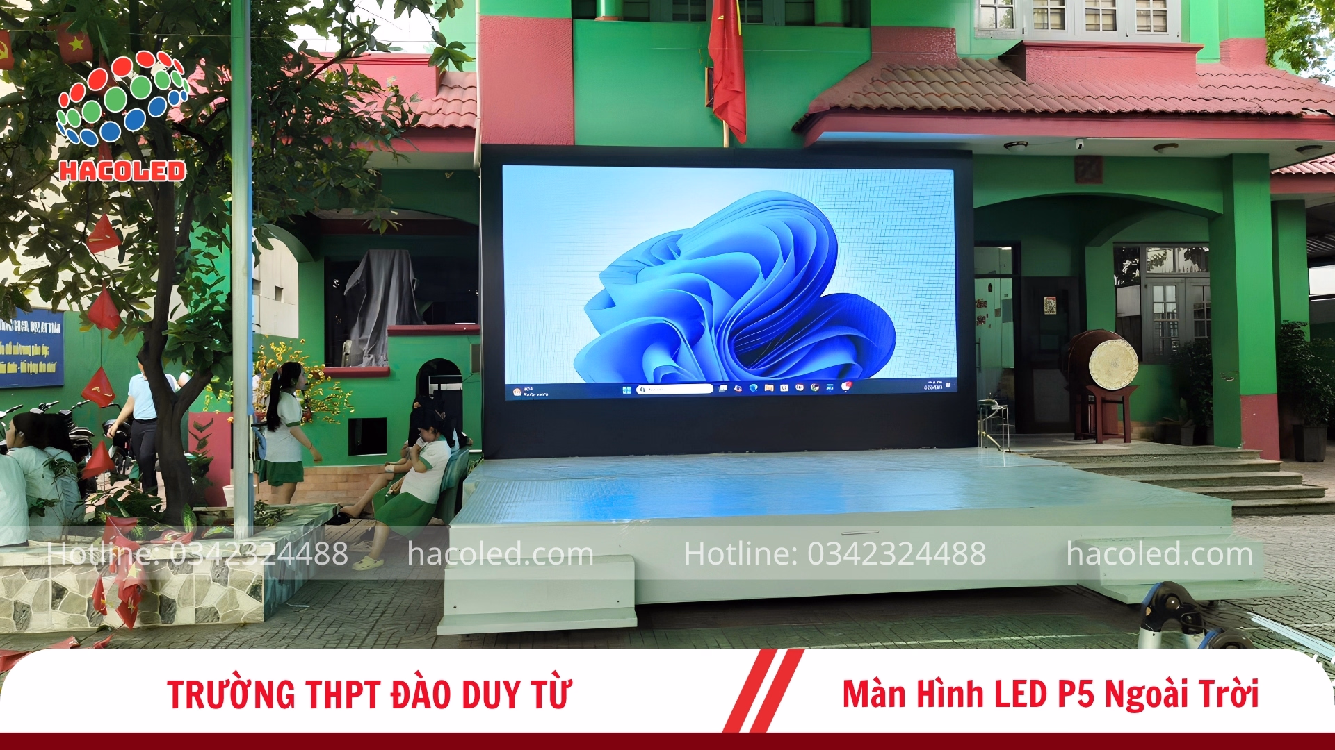 Lắp đặt màn hình LED P5 ngoài trời tại THPT Đào Duy Từ