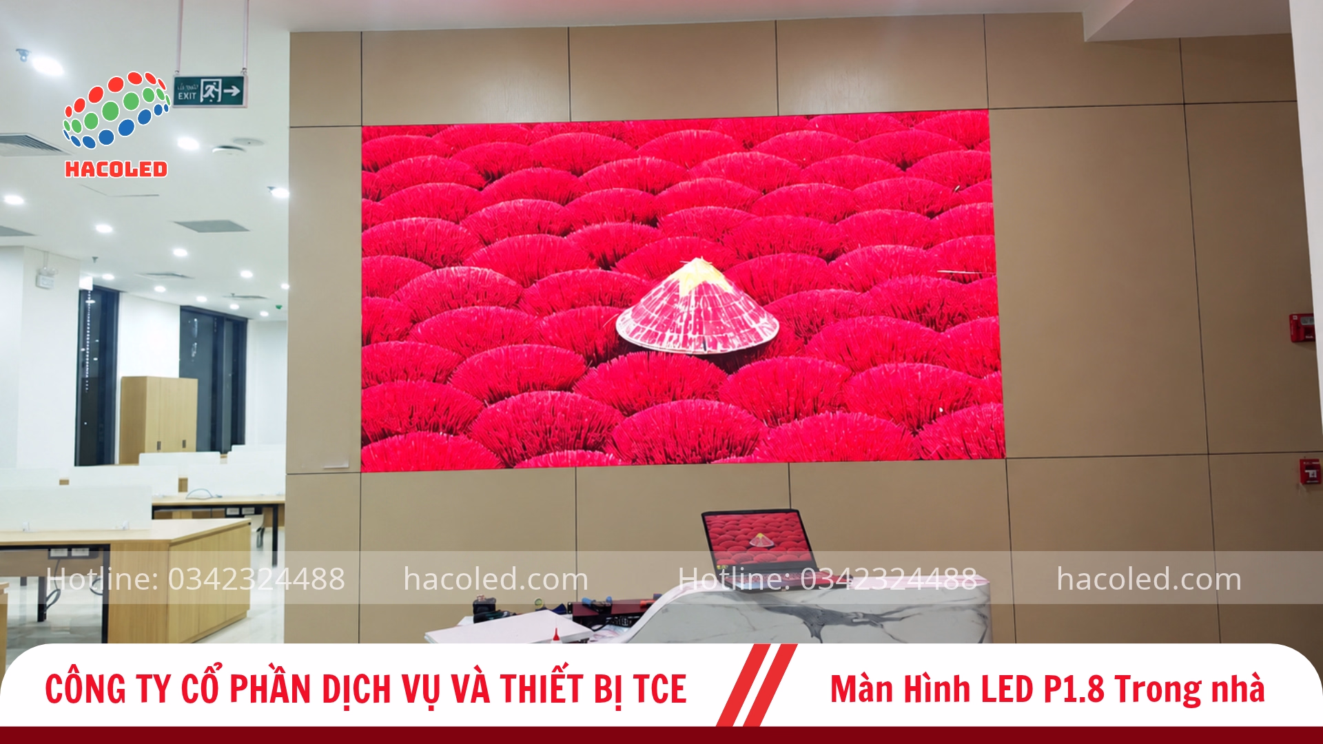 Lắp đặt 2 màn hình LED P1.8 trong nhà tại Công ty Cổ phần thiết bị và dịch vụ TCE