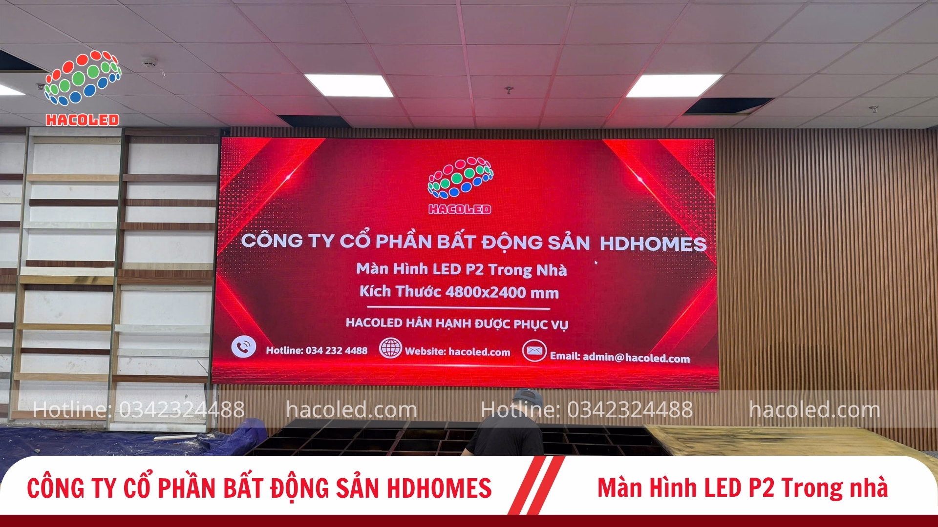 Lắp đặt màn hình LED P2 trong nhà tại Công Ty Cổ Phần BĐS HDHOMES 3 lap-dat-man-hinh-led-p2-trong-nha-bđs-hdhomes (2)